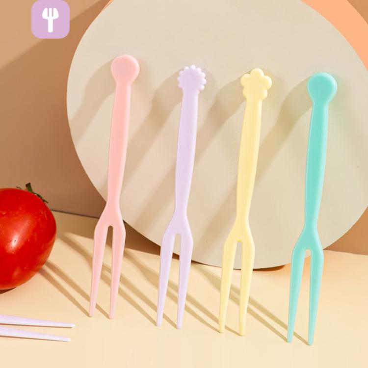 50pcs /Pack Plastic Dessert Forks Set 2-Prong Fruit & Cake Forks For Party, Snacks, Smoothie Bowls