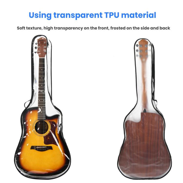 40-41 Inch Electric Guitar Dust Cover Transparent TPU Gig Bag With Dual Zippers Protective Storage Case