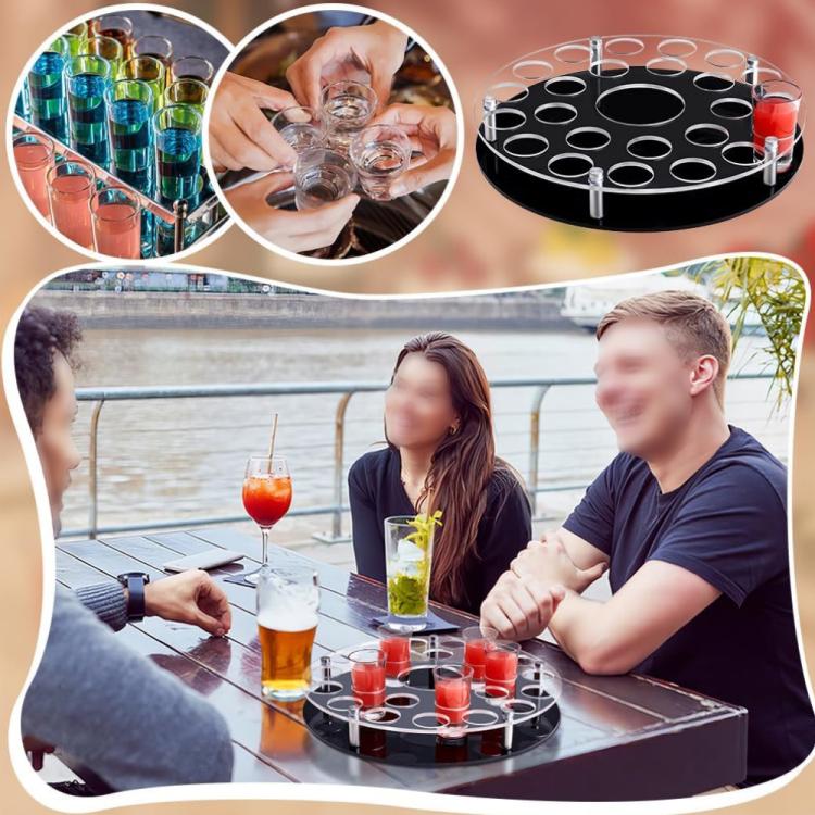 25-hole Wine Glass Tray Stand With Center Bottle Slot