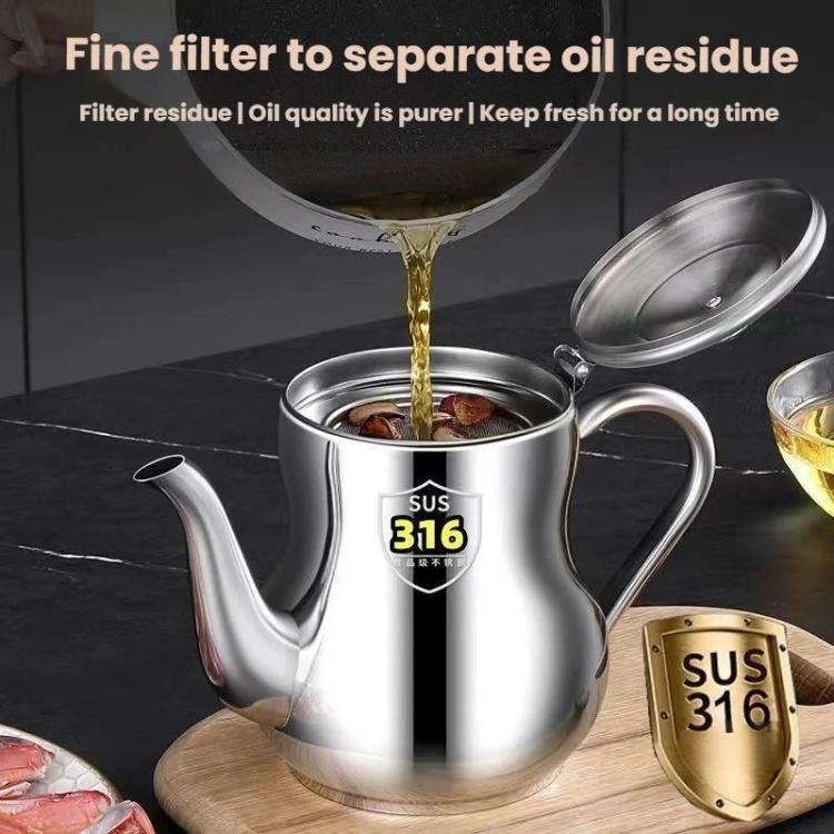 316 Stainless Steel Oil/Sauce Dispenser Leakproof Design, Detachable Filter, Easy-Pour Kitchen Bottle for Cooking Oil, Vinegar & Condiments