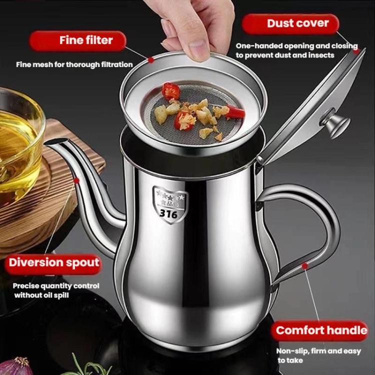 316 Stainless Steel Oil/Sauce Dispenser Leakproof Design, Detachable Filter, Easy-Pour Kitchen Bottle for Cooking Oil, Vinegar & Condiments