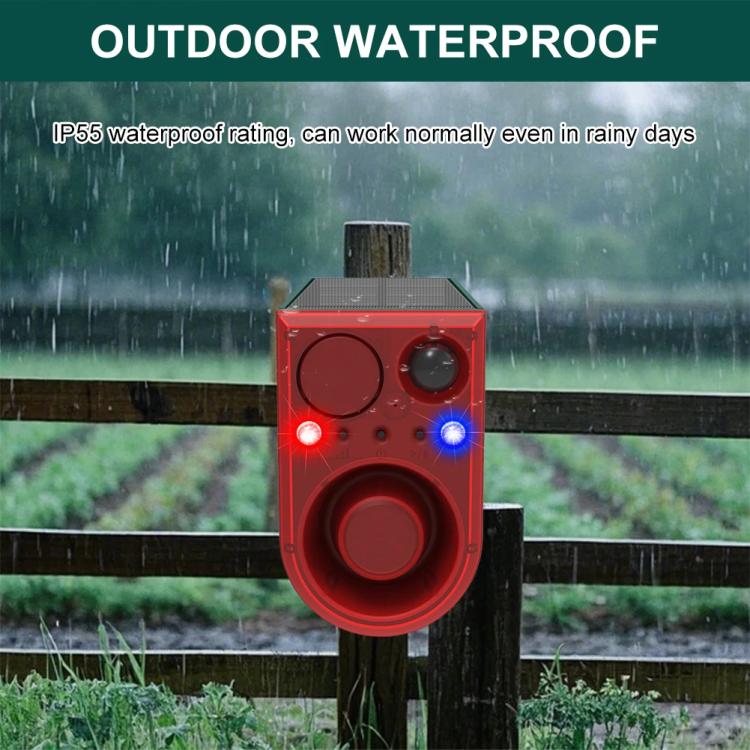 N911J Solar Power Animal Repeller Motion-Activated Sound Light Alarm With Wireless Remote Controlled Voice Speaker