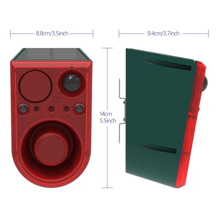 N911J Solar Power Animal Repeller Motion-Activated Sound Light Alarm With Wireless Remote Controlled Voice Speaker