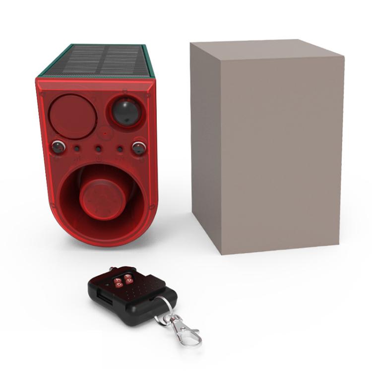 N911J Solar Power Animal Repeller Motion-Activated Sound Light Alarm With Wireless Remote Controlled Voice Speaker
