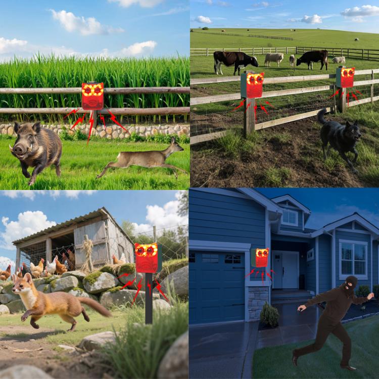 N912A Voice Solar Power Animal Repeller Human Motion Sensor Infrared Sound Light Alarm