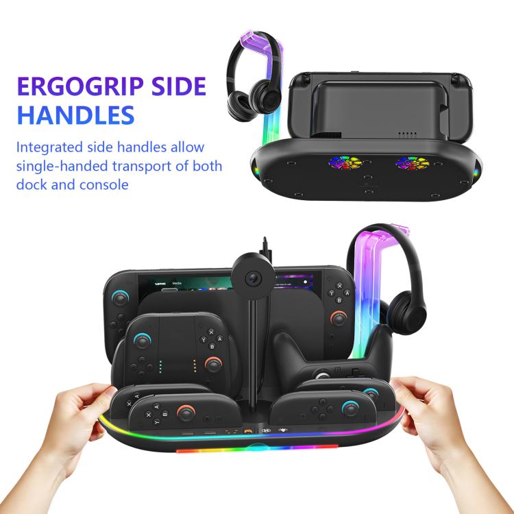 For Nintendo Switch 2 JYS NS2322 With RGB Light Charging Base Cooling Charging Storage Integrated Base