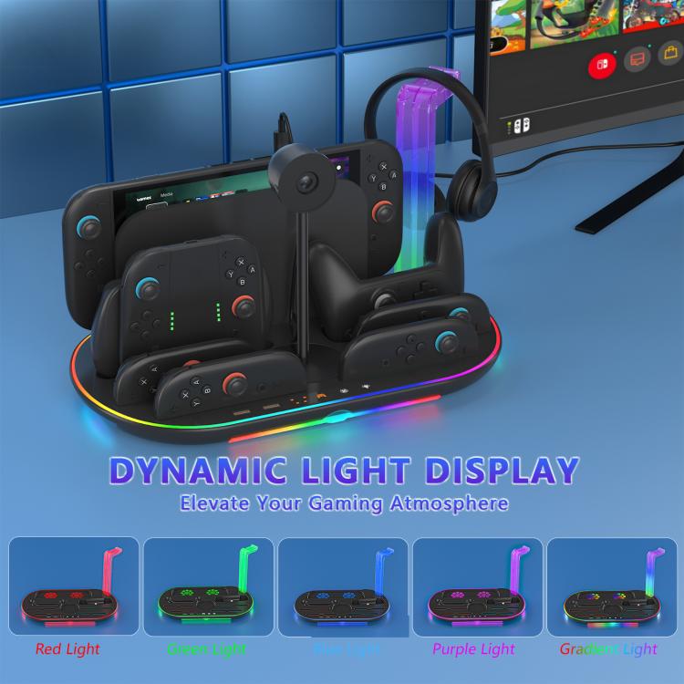 For Nintendo Switch 2 JYS NS2322 With RGB Light Charging Base Cooling Charging Storage Integrated Base