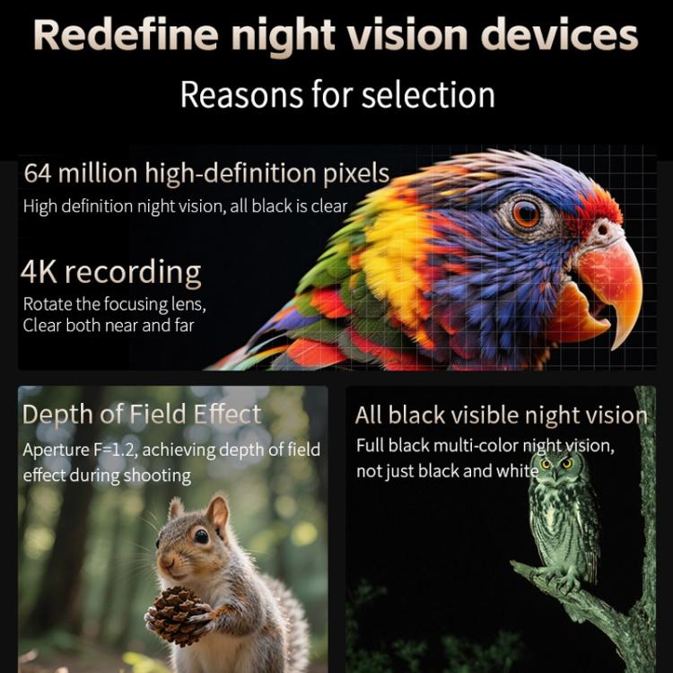4K HD WiFi Night Vision Monocular 28X Zoom 64MP Infrared Hunting Telescope With No-Glow Recording & Animal Call Simulator