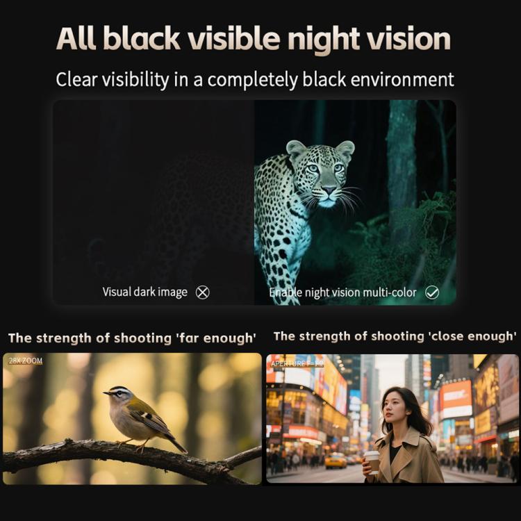 4K HD WiFi Night Vision Monocular 28X Zoom 64MP Infrared Hunting Telescope With No-Glow Recording & Animal Call Simulator