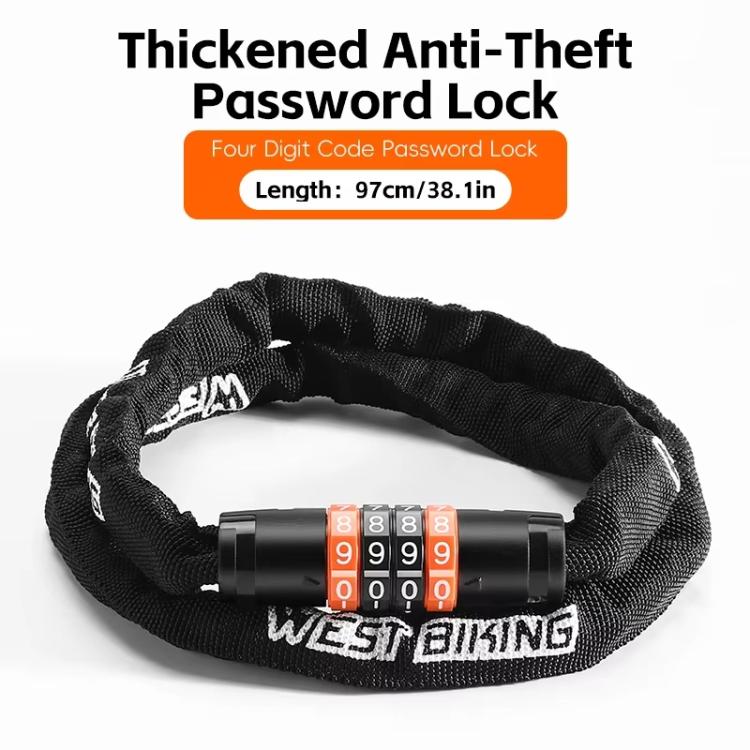 WEST BIKING 38-inch Bike Chain Lock 4-Digit Combination Security Lock for Bicycles, E-Bikes, Scooters
