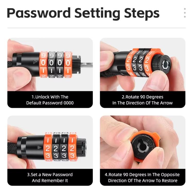 WEST BIKING 38-inch Bike Chain Lock 4-Digit Combination Security Lock for Bicycles, E-Bikes, Scooters