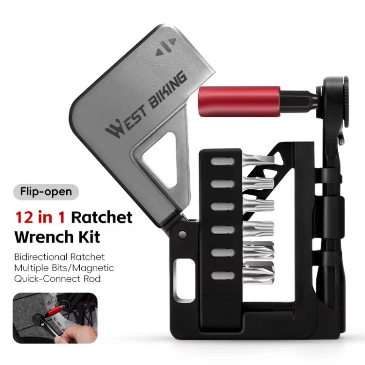 WEST BIKING 12-in-1 Two-Way Ratchet Wrench Set with Magnetic Quick-Release Extension Bar Bike Repair Tool Kit