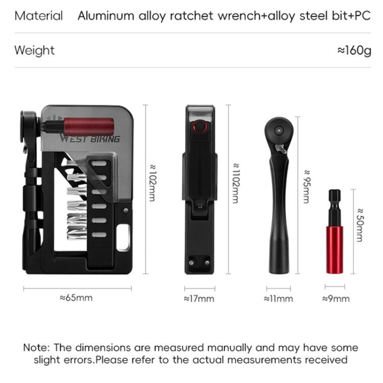 WEST BIKING 12-in-1 Two-Way Ratchet Wrench Set with Magnetic Quick-Release Extension Bar Bike Repair Tool Kit