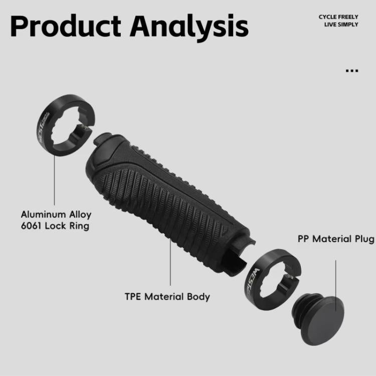 WEST BIKING 1pair TPE Soft Anti-Slip Mountain Bike Handlebar Grips Ergonomic Comfort for Road & MTB Cycling