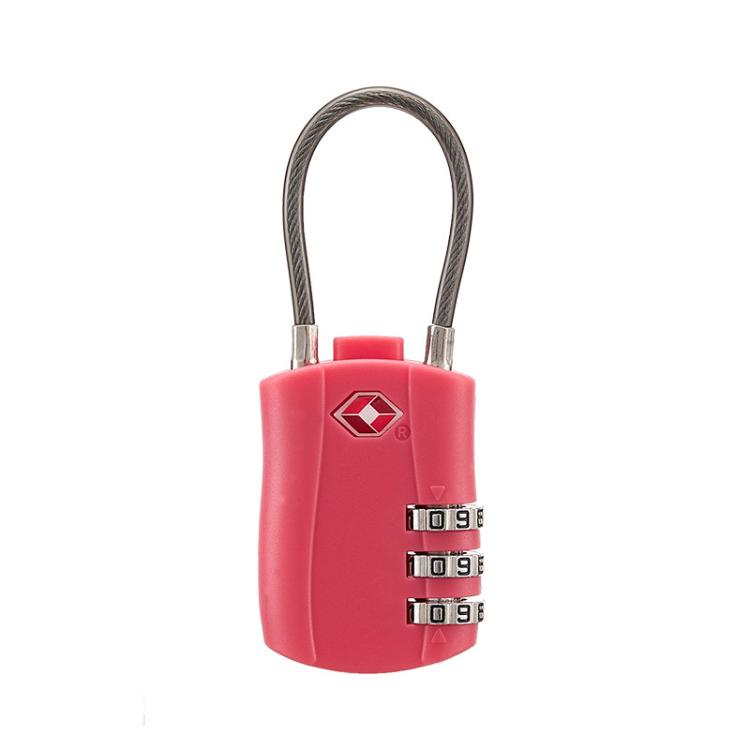 TSA Approved Luggage Lock 3-Digit Combination Lock With Plastic Body Anti-Theft Steel Cable For Suitcases Travel Bags