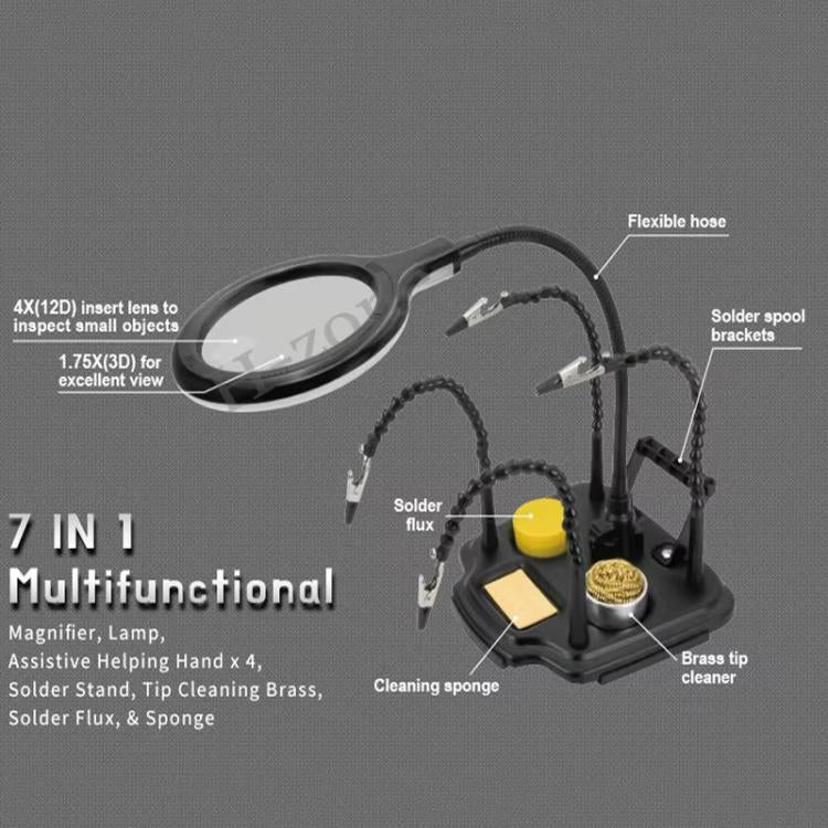 7 In 1 LED Magnifying Glass Repair Soldering Station Constant Temperature Soldering Iron Stand
