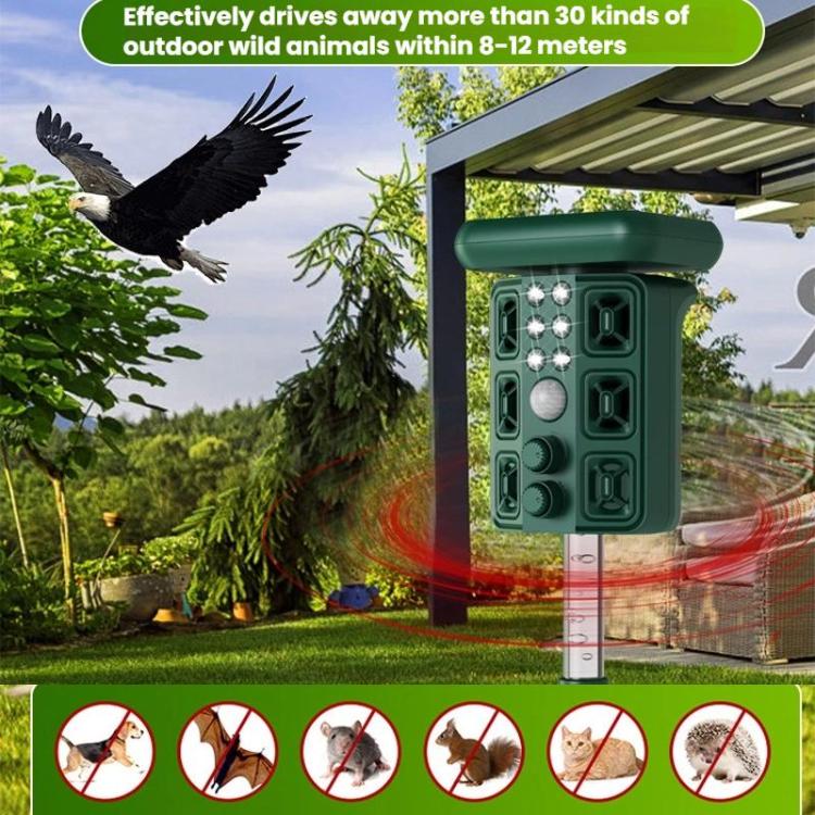 Outdoor Solar Ultrasonic Bird Rodent Repeller Courtyard Night Light