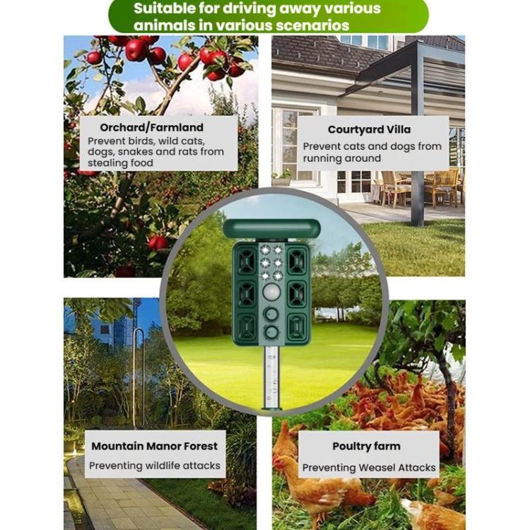 Outdoor Solar Ultrasonic Bird Rodent Repeller Courtyard Night Light