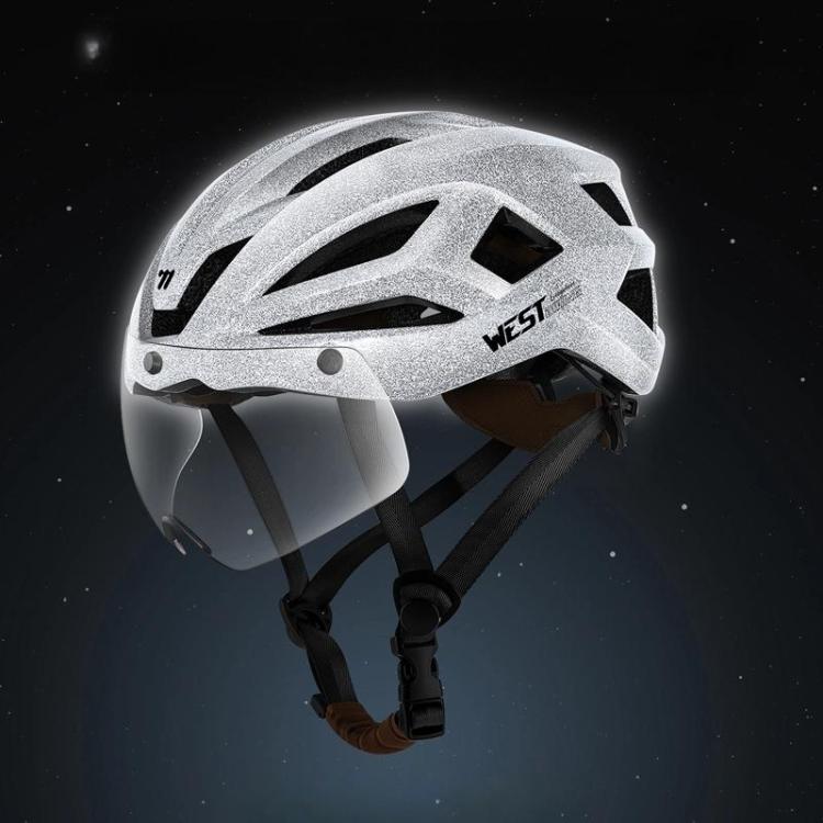 WEST BIKING Reflective Night Riding Bike Helmet with Magnetic Visor Lightweight & Breathable Unisex Cycling Helmet