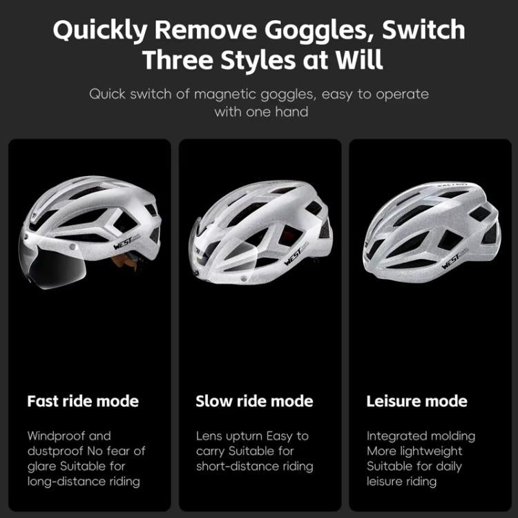 WEST BIKING Reflective Night Riding Bike Helmet with Magnetic Visor Lightweight & Breathable Unisex Cycling Helmet