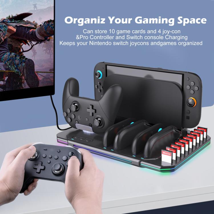 For Nintendo Switch 2 Multi-function Cooling Charging Dock Station With RGB Lighting & Card Slots