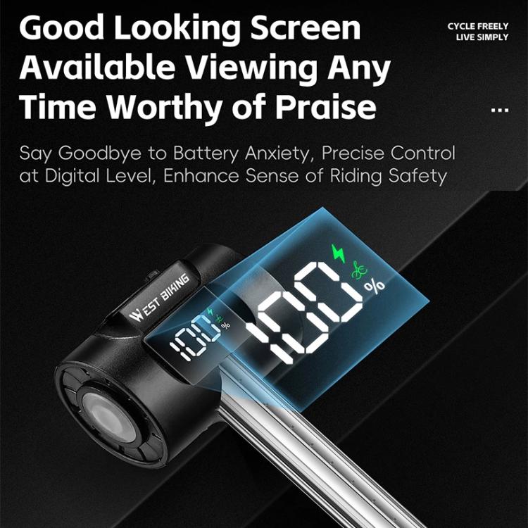 WEST BIKING Smart Sensor Bike Tail Light, 180-degree Wide Angle, IPX4 Waterproof, Dynamic LED Effects with Battery Display