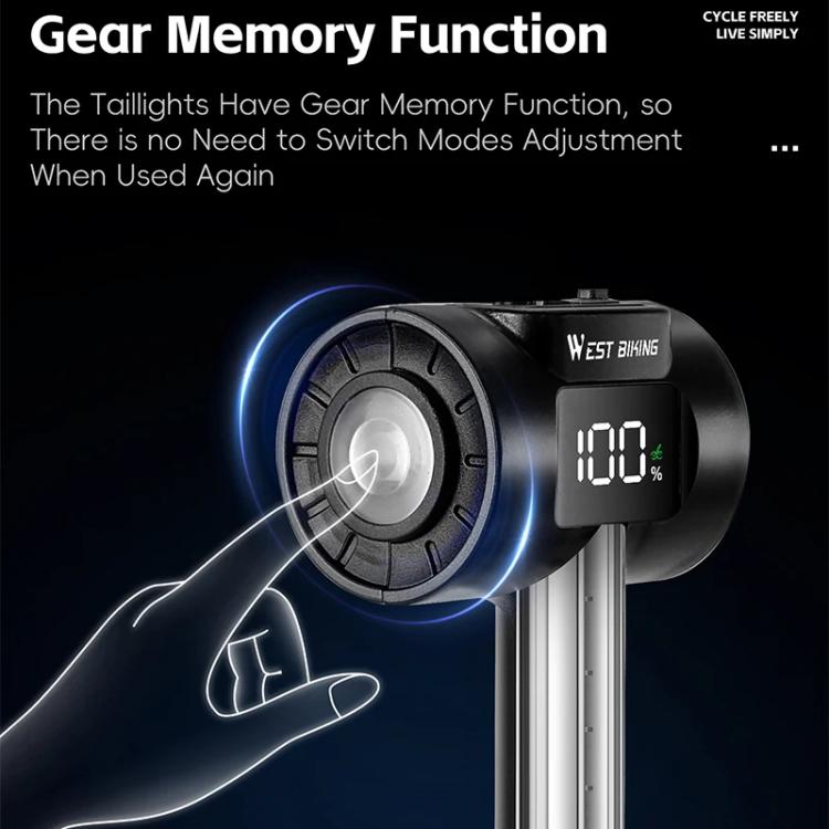 WEST BIKING Smart Sensor Bike Tail Light, 180-degree Wide Angle, IPX4 Waterproof, Dynamic LED Effects with Battery Display