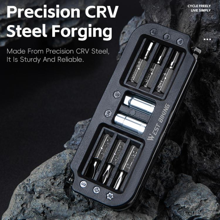 WEST BIKING 10-in-1 Bicycle Repair Tool Kit Bike Multi-Tool with Hex Keys, Adapter Socket Set, SL4/PH1/T25 Bits