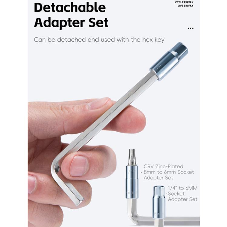 WEST BIKING 10-in-1 Bicycle Repair Tool Kit Bike Multi-Tool with Hex Keys, Adapter Socket Set, SL4/PH1/T25 Bits