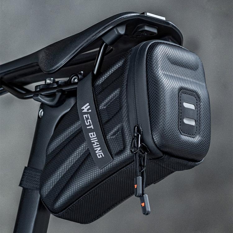 WEST BIKING Hard Shell Bike Saddle Bag Cycling Seat Pack with Reflective Strips & Tail Light Mount