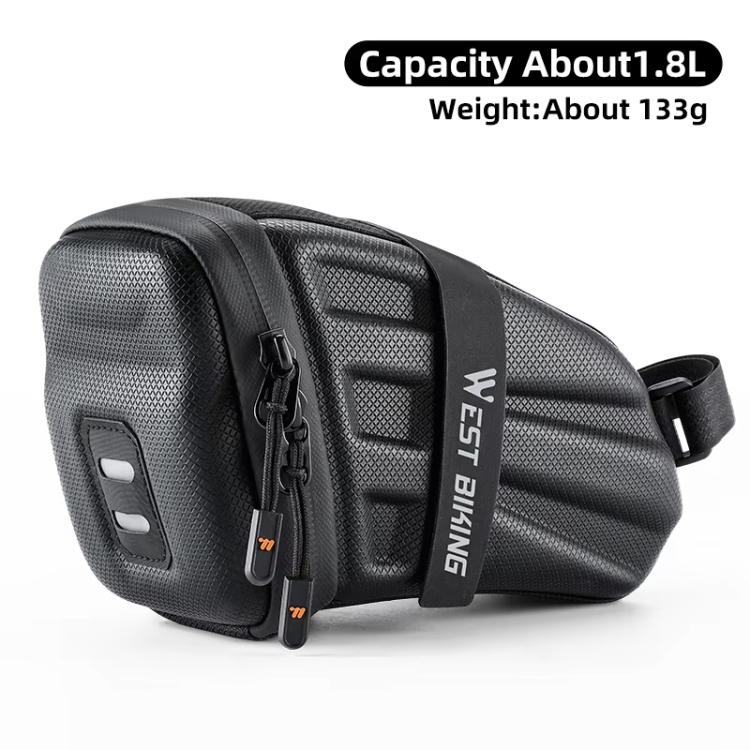 WEST BIKING Hard Shell Bike Saddle Bag Cycling Seat Pack with Reflective Strips & Tail Light Mount
