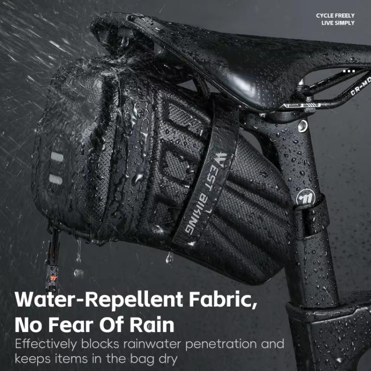 WEST BIKING Hard Shell Bike Saddle Bag Cycling Seat Pack with Reflective Strips & Tail Light Mount