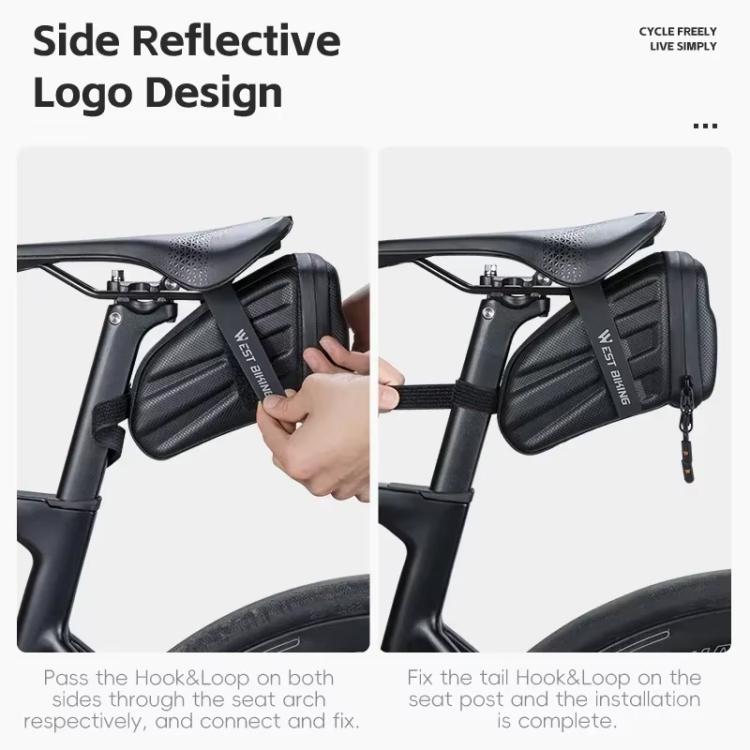 WEST BIKING Hard Shell Bike Saddle Bag Cycling Seat Pack with Reflective Strips & Tail Light Mount