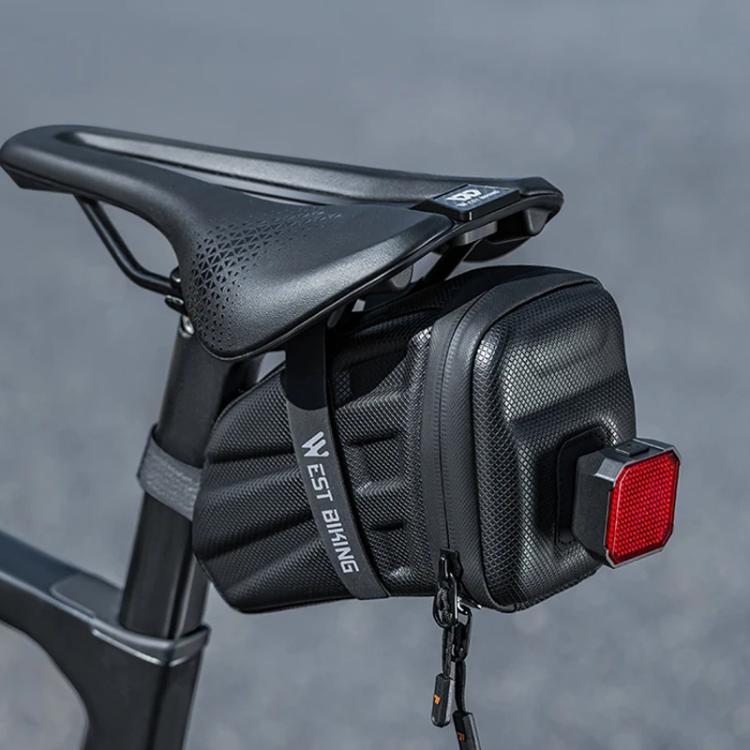 WEST BIKING Hard Shell Bike Saddle Bag Cycling Seat Pack with Reflective Strips & Tail Light Mount