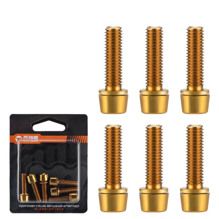 WEST BIKING  6pcs /Pack M5x18mm Titanium-Coated Bike Stem Screws for Mountain Bicycles