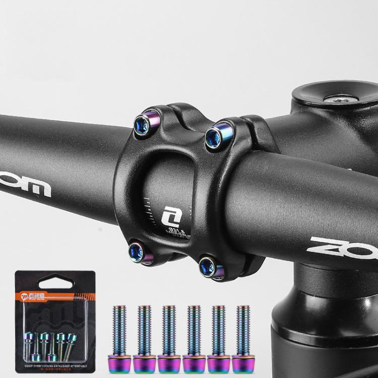 WEST BIKING  6pcs /Pack M5x18mm Titanium-Coated Bike Stem Screws for Mountain Bicycles