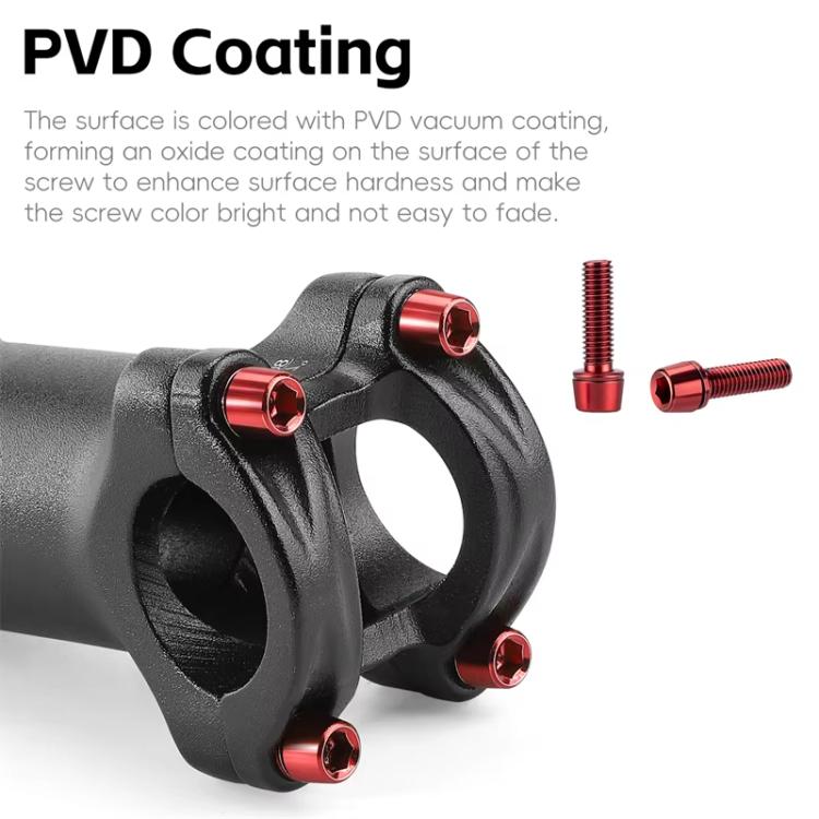 WEST BIKING  6pcs /Pack M5x18mm Titanium-Coated Bike Stem Screws for Mountain Bicycles