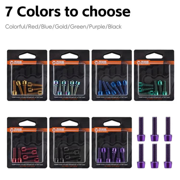 WEST BIKING  6pcs /Pack M5x18mm Titanium-Coated Bike Stem Screws for Mountain Bicycles