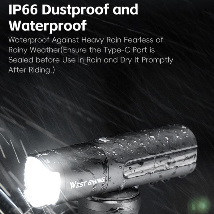 WEST BIKING Bicycle High-Brightness Rechargeable Headlight With Power Reminder Rotatable Function