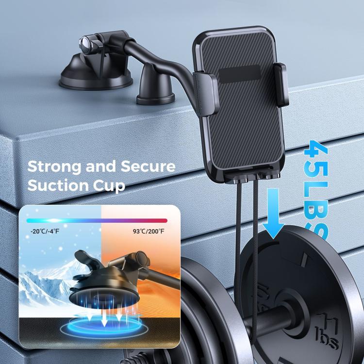 Tronwin JY02 Flexible Arm Dashboard Windshield Car Phone Holder Adjustable Suction Cup Mount