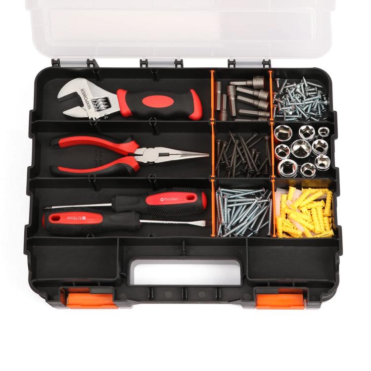 Plastic Multi-Function Portable Parts And Tools Flip-Top Storage Box