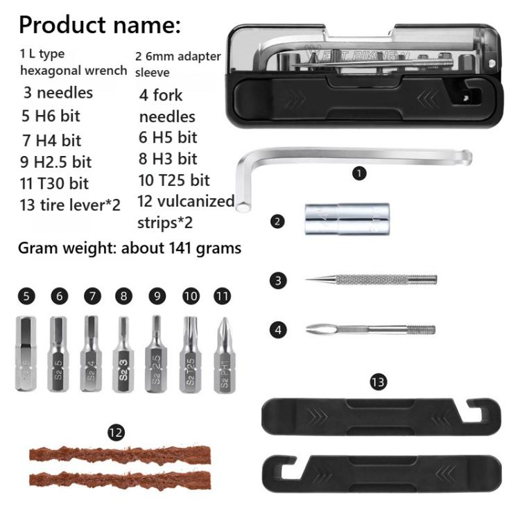 WEST BIKING 14 In 1 Bicycle Repair Tool Set Mini Multi-Functional Wrench Tool Set