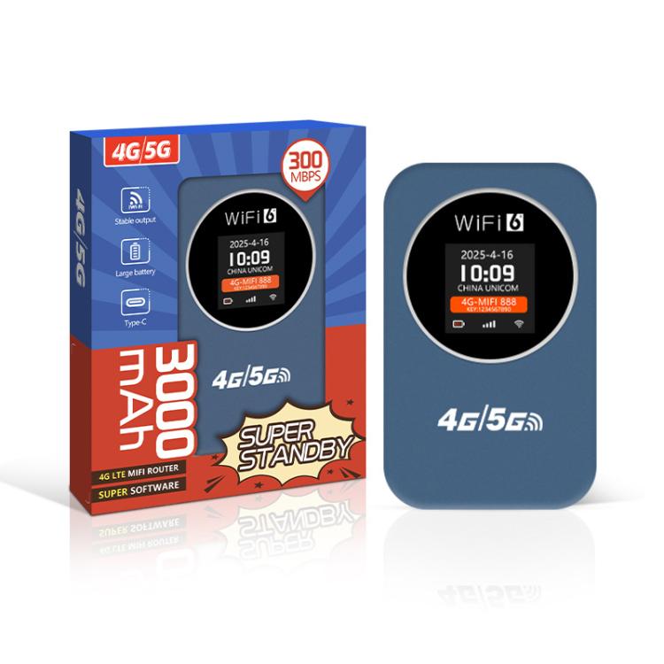 4G/5G Portable WiFi Hotspot 300Mbps Mobile Router With Time Display, 3000mAh Built-In Battery