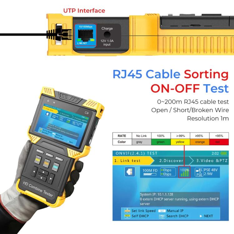 DT-T71 Network Engineering Tester Coaxial AHD/CVI/TVI Video Surveillance Tester
