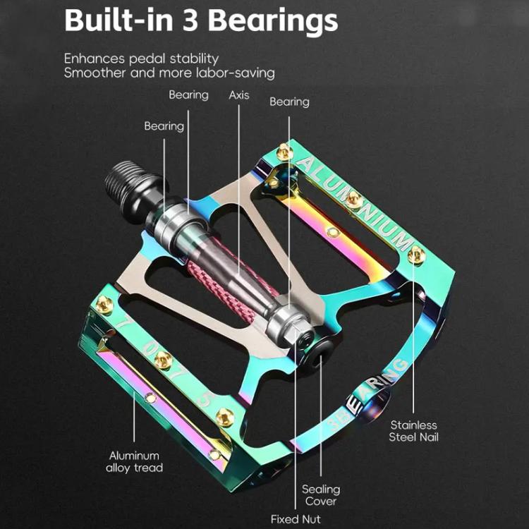 WEST BIKING 1pair Colorful Electroplated Bicycle Pedals 3 Bearing Aluminum Alloy Mountain / Road Bike Pedals