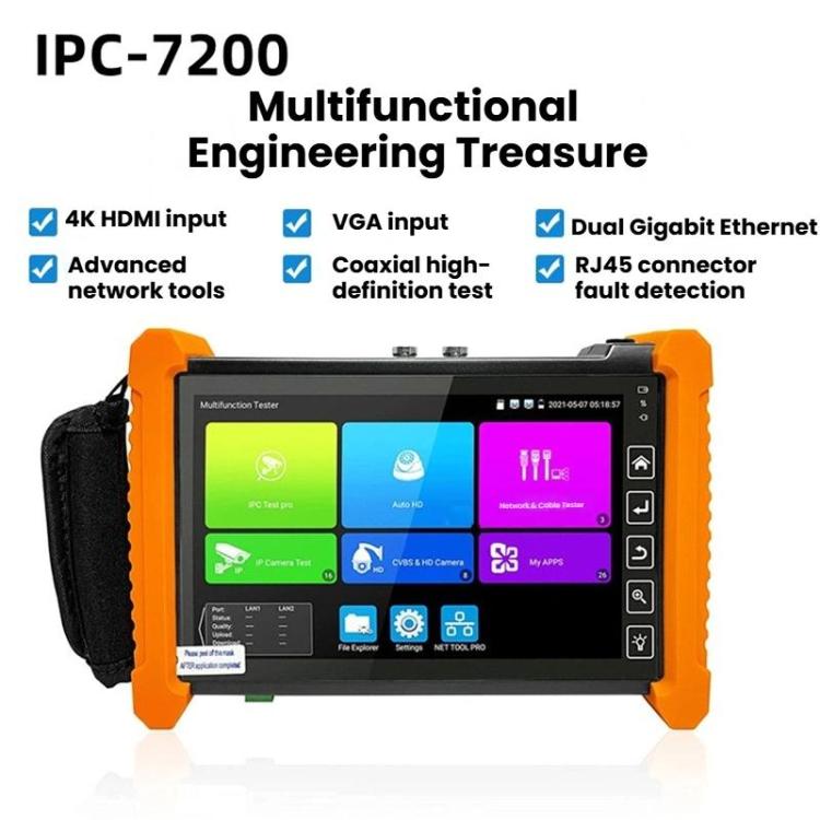 IPC-7200 7 Inch Network Coaxial AHD/CVI/TVI/SDI Video Surveillance Tester
