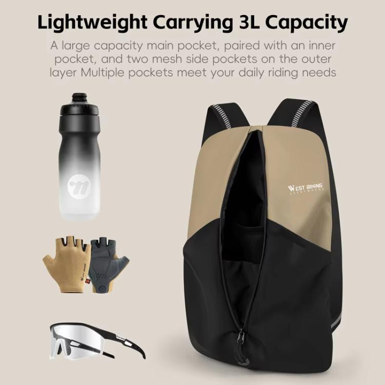 WEST BIKING Bicycle Riding Backpack Reflective Warning Outdoor Lightweight Portable Shoulder Bag