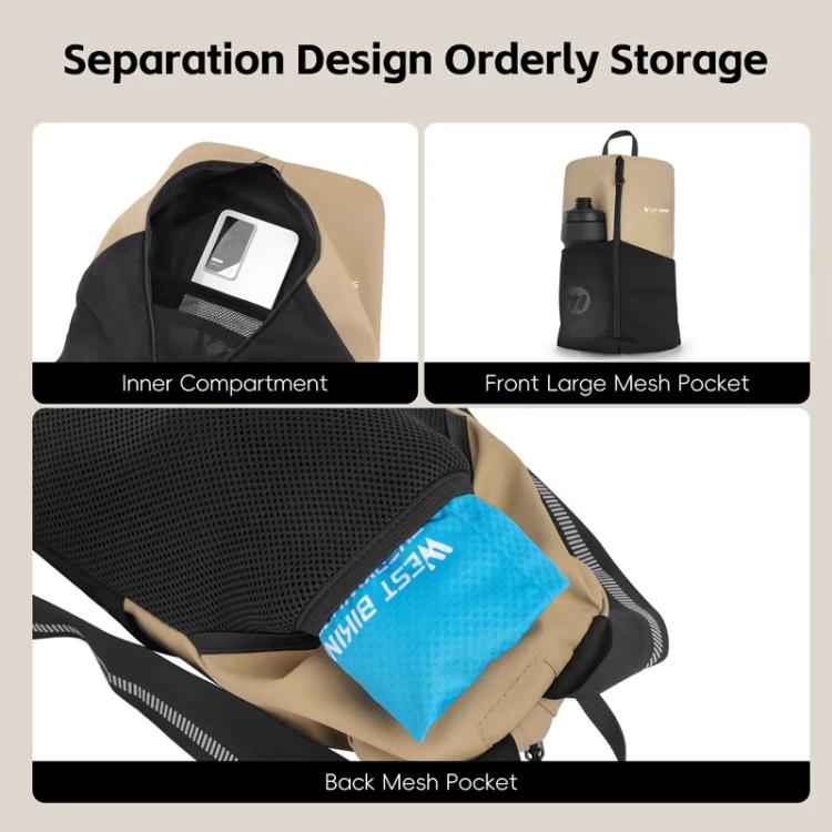 WEST BIKING Bicycle Riding Backpack Reflective Warning Outdoor Lightweight Portable Shoulder Bag