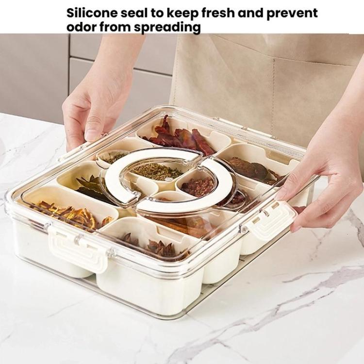 8-Compartment Spice Organizer with Transparent Lid & Handle For Dried Basil, Parsley, Rosemary & Bay Leaves