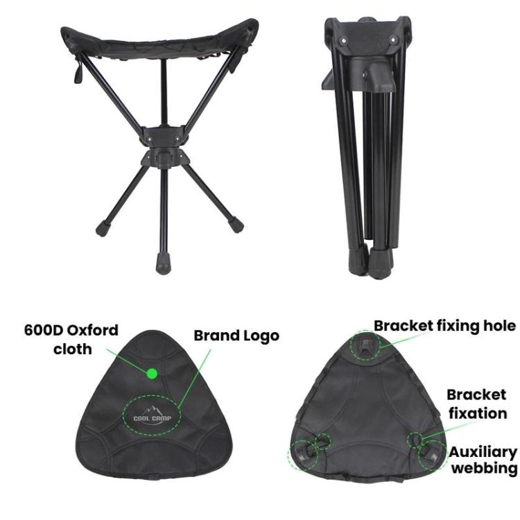 COOL CAMP C-Y008 Outdoor Camping Swivel Folding Chair Aluminum Alloy Triangular Stool For Hiking Fishing Barbecuing